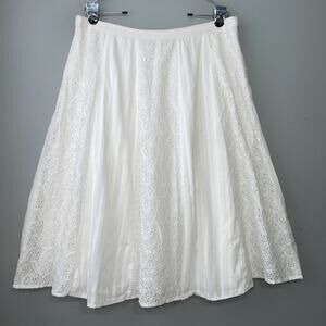 Romantic Peasant Panel Skirt Size 16 White Cotton Midi Ballet Angel Cottage Lace
